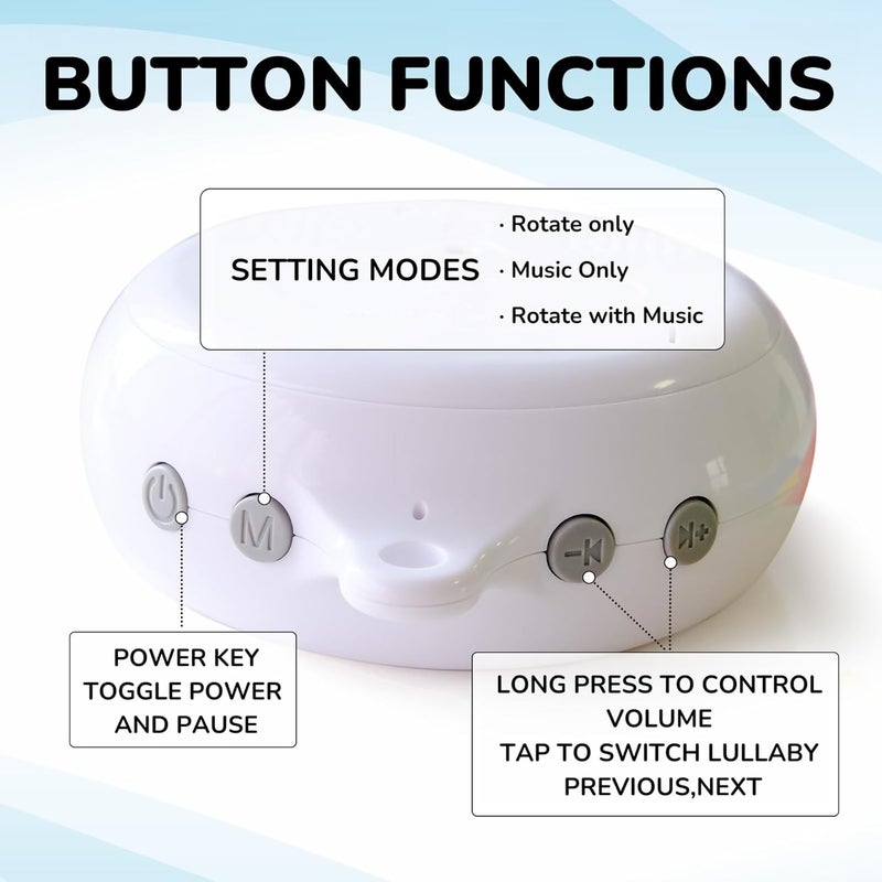 Vlokup Montessori Mobile, Black and White Baby Crib Mobile, Neutral Nursery Mobile Decoration for Pack N Play, for Baby Boy & Girl, Sun, Moon, Star, Snow, Cloud with Arm & Music Box - Image 5